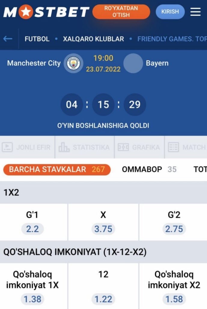 Futbol Stavkalar Mostbet UZ